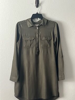 SO Olive Green Shirt Dress Label Detail, Size M